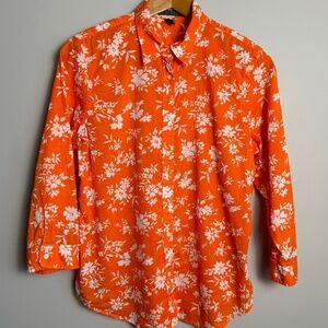 Lauren Ralph Lauren Women's 3/4 Sleeve Hawaiian Tropical Button Cover Up Shirt L